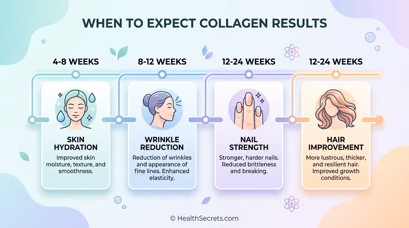 Infographic showing the five main collagen types and their locations in the body